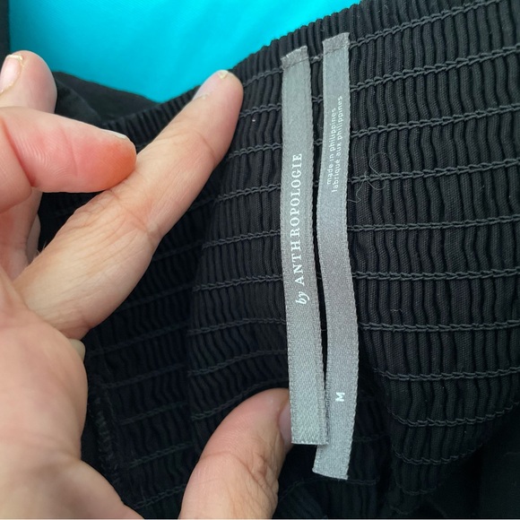 Anthropologie  Black Mini Dress with Bow Straps size medium - Picture 7 of 7